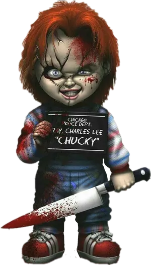 Chucky Doll Holding Knife PNG Image