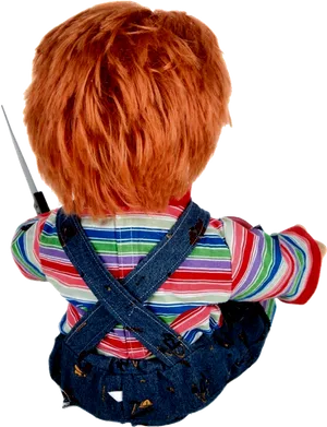 Chucky Doll With Knife Back View PNG Image