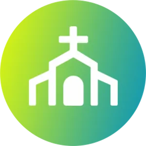 Church Icon Green Background PNG Image