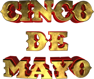 Cincode Mayo Golden Text PNG Image