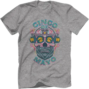 Cincode Mayo Skull Tshirt Design PNG Image