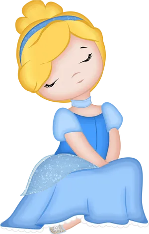 Cinderella Animated Character Sitting PNG Image