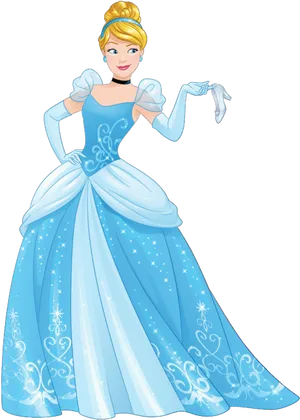 Cinderella Animated Princessin Blue Gown.png PNG Image