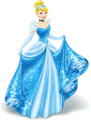 Cinderella Enchanted Blue Gown PNG Image