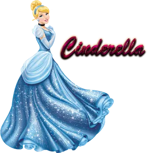 Cinderella Sparkling Blue Gown PNG Image