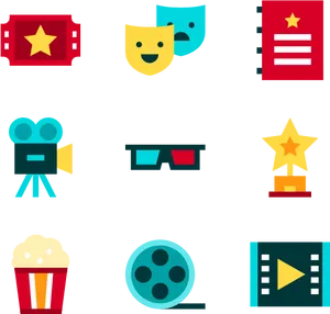 Cinema Icons Set PNG Image