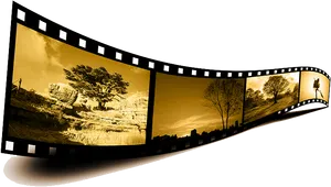 Cinematic Filmstrip Landscape PNG Image