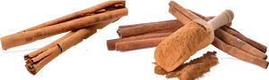 Cinnamon Sticksand Ground Spice PNG Image