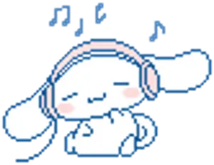 Cinnamoroll Listeningto Music Pixel Art PNG Image