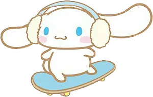 Cinnamoroll Skateboarding Earmuffs PNG Image