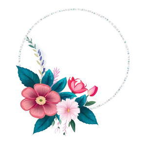 Circle Frame With Flowers Png Qtd PNG Image