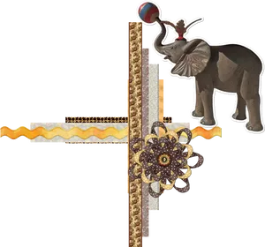 Circus Elephant Balancing Ball Graphic PNG Image