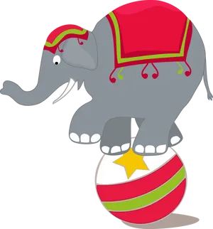 Circus Elephant Balancingon Ball PNG Image