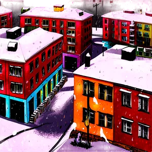 City Under Snowfall Png 60 PNG Image