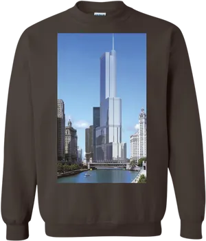 Cityscape Tower Sweatshirt Design PNG