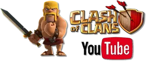 Clash_of_ Clans_ Logo_with_ Character_and_ You Tube_ Icon PNG Image