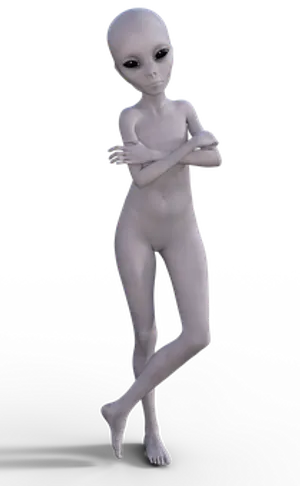 Classic Alien Figure Standing PNG Image