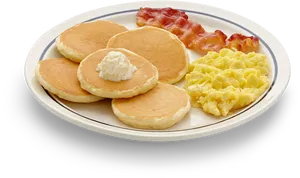 Classic American Breakfast Pancakes Bacon Eggs PNG Image