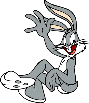 Classic Animated Bunny Gesture PNG Image