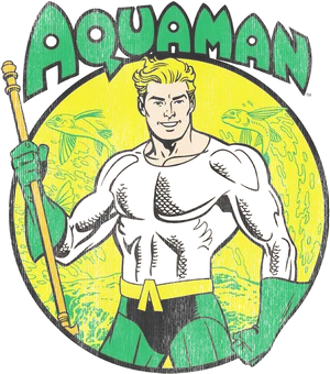 Classic Aquaman Comic Art PNG Image