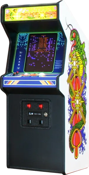 Classic Arcade Machine Centipede Gameplay PNG Image