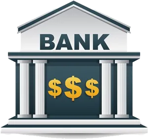 Classic Bank Building Icon PNG Image