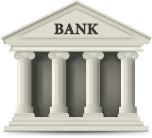 Classic Bank Building Illustration PNG Image