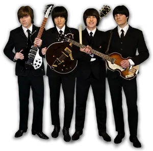 Classic Beatlesin Black Suits PNG Image