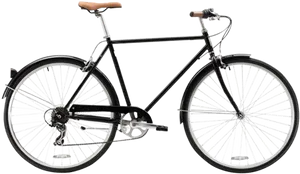 Classic Black Bicycle Transparent Background PNG Image