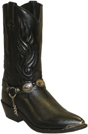 Classic Black Cowboy Boot PNG Image