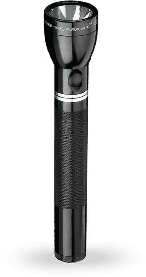 Classic Black Flashlight Standing PNG Image