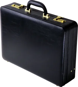 Classic Black Leather Briefcase PNG Image