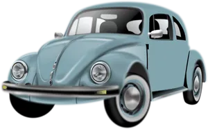 Classic Blue Volkswagen Beetle Illustration PNG Image