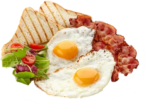 Classic Breakfast Platewith Eggs Baconand Toast PNG Image