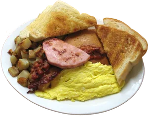 Classic Breakfast Platewith Omelette PNG Image