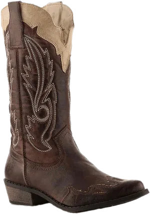 Classic Brown Cowboy Boot PNG Image