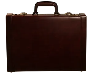 Classic Brown Leather Briefcase PNG Image