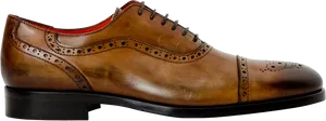 Classic Brown Leather Brogue Shoe PNG Image