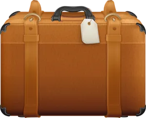 Classic Brown Leather Suitcase PNG Image