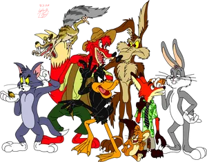 Classic_ Cartoon_ Characters_ Group PNG Image