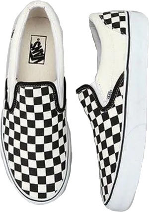 Classic Checkerboard Vans Slip Ons PNG Image