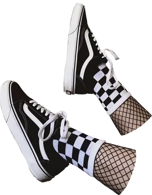 Classic Checkerboard Vans Sneakers PNG Image