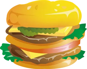 Classic Cheeseburger Illustration.png PNG Image