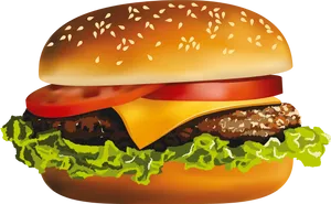 Classic Cheeseburger Illustration.png PNG Image