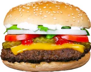 Classic Cheeseburger Transparent Background PNG Image