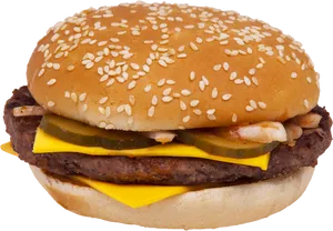 Classic Cheeseburgerwith Picklesand Onions PNG Image