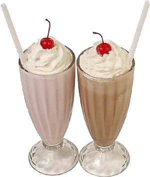 Classic Cherry Topped Milkshakes PNG Image