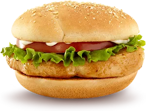 Classic Chicken Burger PNG Image