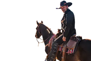 Classic Cowboyon Horseback PNG Image