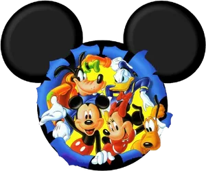 Classic Disney Characters Mickey Ears Logo PNG Image